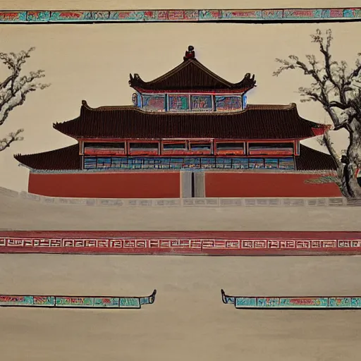 Image similar to wall painting of yongle palace,