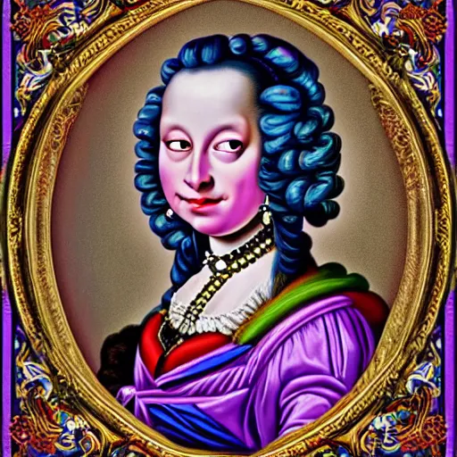 Prompt: baroque portrait Lisa Frank