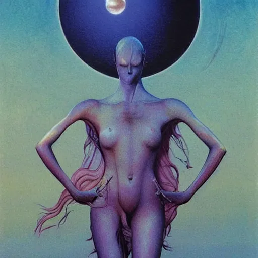 Image similar to sailormoon by zdzisław beksiński