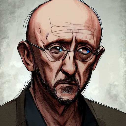 Image similar to portrait of mike ehrmantraut, anime fantasy illustration by tomoyuki yamasaki, kyoto studio, madhouse, ufotable, comixwave films, trending on artstation