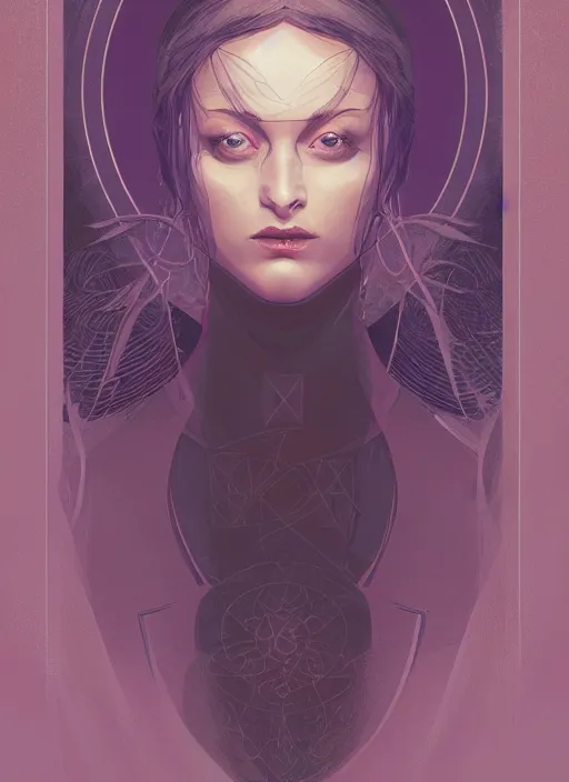 Prompt: tarot!!, high priestess, no noise, elegant, concept art, sharp focus, beautiful face!!, digital art, smooth defined outlines!!, human anatomy, human structure, vector background, dark fantasy, midnight blue, muted violet, by Brom, trending on Artstation, Tom Bagshaw, Sargent