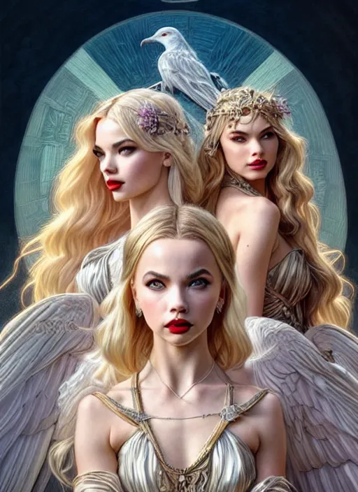 Image similar to ultra realistic illustration, a stunningly beautiful greek gothic goddess of chaos played by jordyn jones and dove cameron and margot robbie and taylor swift and megan fox, intricate, elegant, highly detailed, digital painting, artstation, concept art, smooth, sharp focus, illustration, art by artgerm and greg rutkowski and alphonse mucha