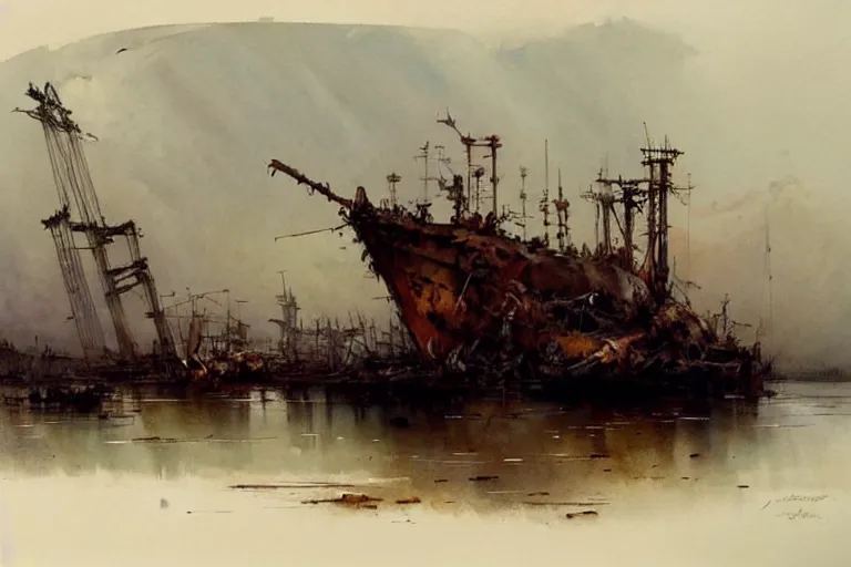 Image similar to (((((a ramshackle shipyard))))) by Jean-Baptiste Monge!!!!!!!!!!!!!!!!!!!!!!!!!!!