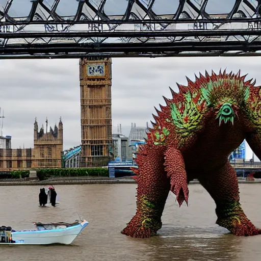 Prompt: Giant Kaiju monster invades London