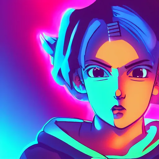 Prompt: bulma in hoodie, portrait, vaporwave, synthwave, neon, vector graphics, cinematic, volumetric lighting, f 8 aperture, cinematic eastman 5 3 8 4 film, photorealistic