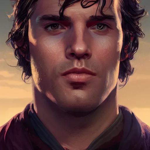 Image similar to highly detailed portrait, batman superman, in gta v, stephen bliss, unreal engine, fantasy art by greg rutkowski, loish, rhads, ferdinand knab, makoto shinkai and lois van baarle, ilya kuvshinov, rossdraws, tom bagshaw, global illumination, radiant light, detailed and intricate environment