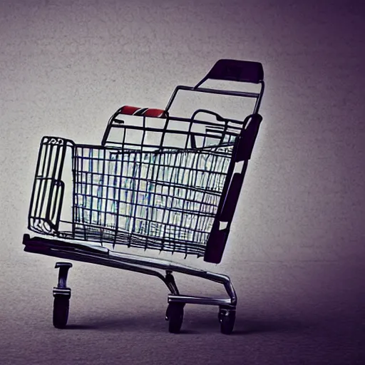 Image similar to a photo realistic battered shopping cart