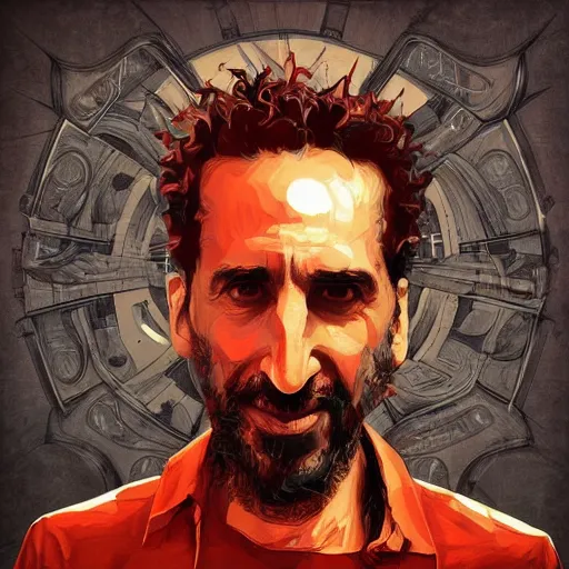 Image similar to epic album cover, serj tankian, tending on artstation, award - winning art