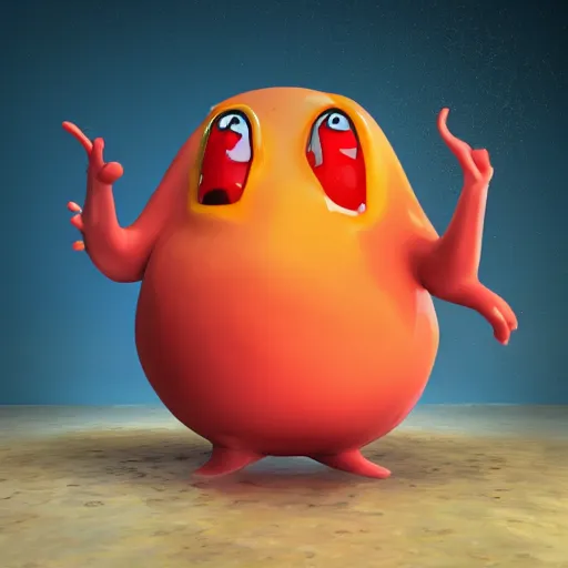 Image similar to living blob made out of magma, hd