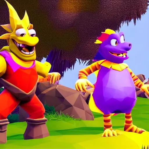 Image similar to image of ronald mcdonald as an enemy in spyro the dragon video game, with low poly playstation 1 graphics, upscaled to high resolution