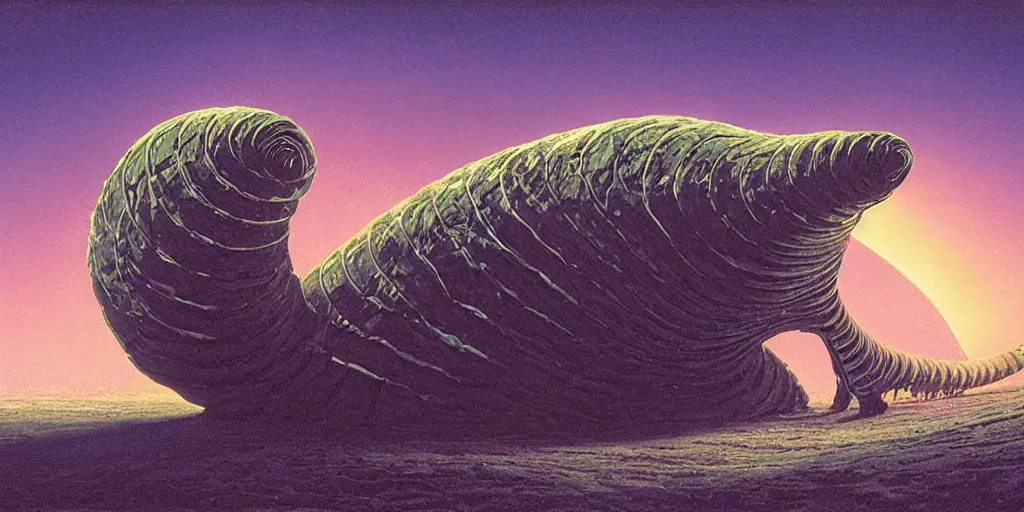 Prompt: angry, screaming nautilus sandworm, made of neon light, volumetric lighting, by caspar david friedrich and wayne barlowe and ted nasmith