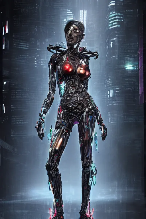 Image similar to a beautiful insufficently dressed metahuman biomechanical heavily cybered female shadowrunner fullbody portrait by echo chernik in the style of shadowrun returns pc game. 8k 3d realistic render. Dark atmosphere volumetric lighting. Cyberpunk feel. Hypermaximalist ultradetailed cinematic charachter concept art. Uncut, unzoom, centered, slightly distant, but clearly visible, feminine pose. Digital illustration. View from below