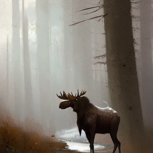 Image similar to moose walking on two legs by greg rutkowski