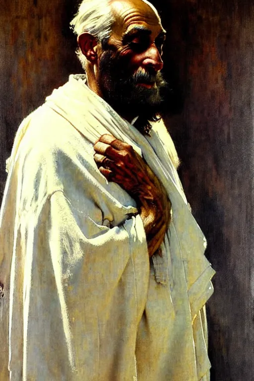Image similar to norman rockwell and solomon joseph solomon and richard schmid and jeremy lipking victorian loose genre loose painting full length portrait painting of jesus