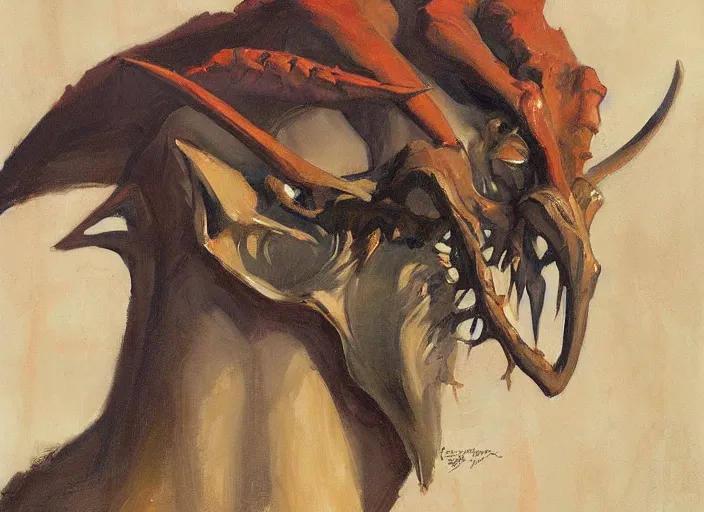 Prompt: a highly detailed beautiful portrait of the the jersey devil by gregory manchess, james gurney, james jean