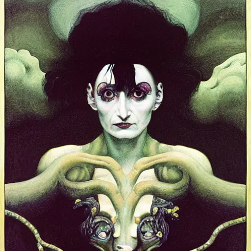 Prompt: portrait of Siouxsie Sioux as Medusa from Greek mythology, with snakes for hair, Francisco Goya painting, part by Beksiński and EdvardMunch, part by Takato Yamamoto and Peter Mohrbacher, Francis Bacon masterpiece