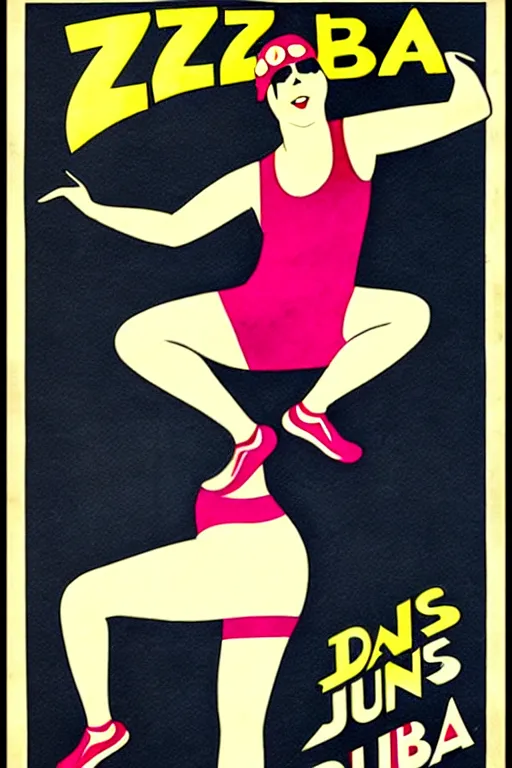 Image similar to 1920s zumba fitness art poster