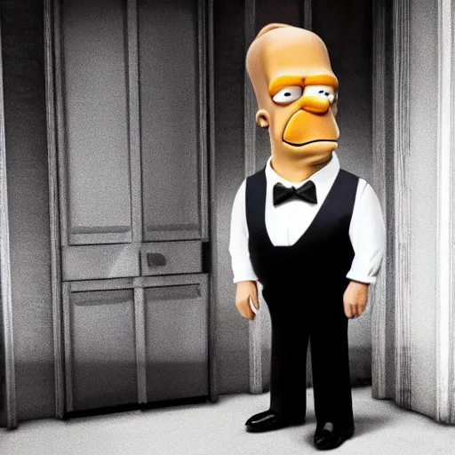Prompt: Donald Trump in Homer Simpson’s body, hyper realistic photography, 8k,