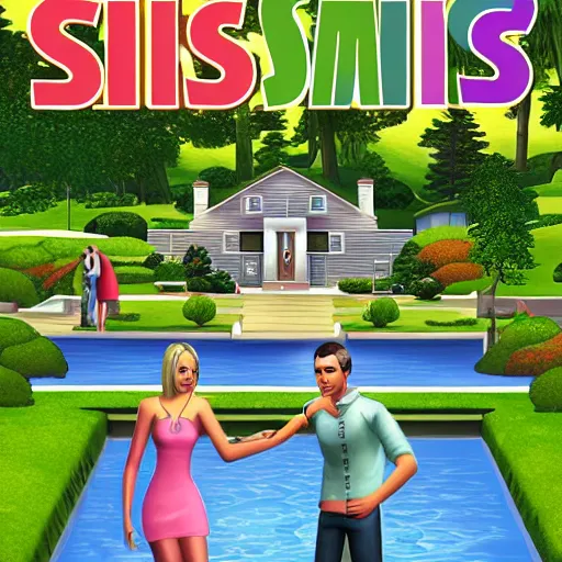 Image similar to sims 2 video game cover art