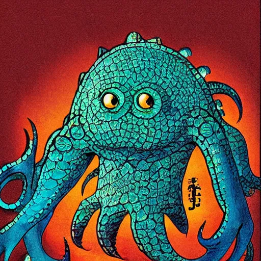 Prompt: Squid Monster by Otomo Katsuhiro, character art