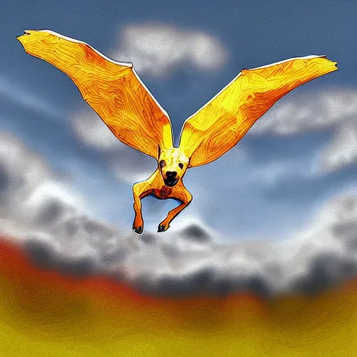 Dog Flying with Wings Digital Graphic