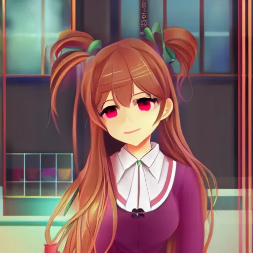 Image similar to DDLC Monika, Doki Doki Literature Club, just Monika