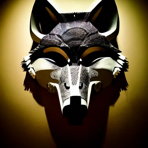 Image similar to mask of wolf - shaman, studio photo, lighting