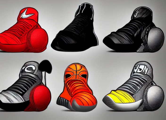 Prompt: basketball sneakers concept of super hero, trending on artstation, smooth, sharp focus