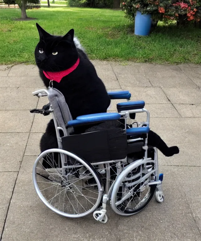 Image similar to fat cat sitting in a wheelchair