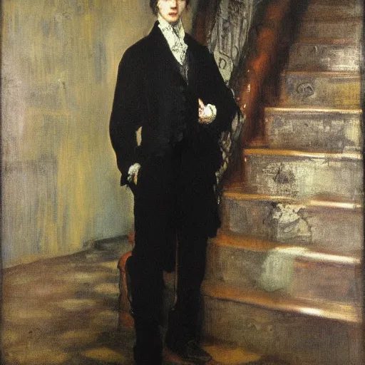 Image similar to the picture of dorian gray in the style of john singer sargent, james mcneill whistler, oil on canvas