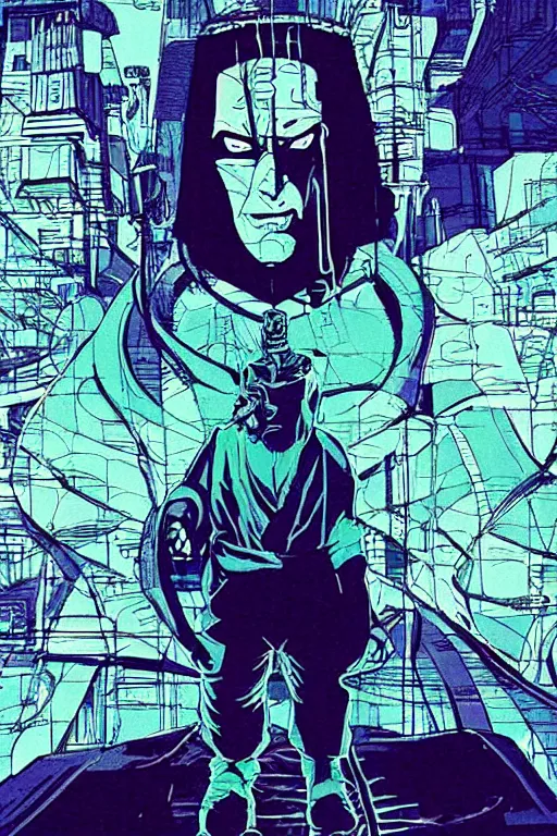 Image similar to 1 9 7 9 sci - fi portrait of an ogre performing ritual sepuku. simple stylized cyberpunk photo from the matrix ( 1 9 9 9 ) by josan gonzalez.