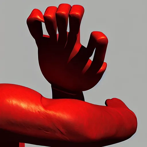 Prompt: statue of giant red fist in art gallery, concept art