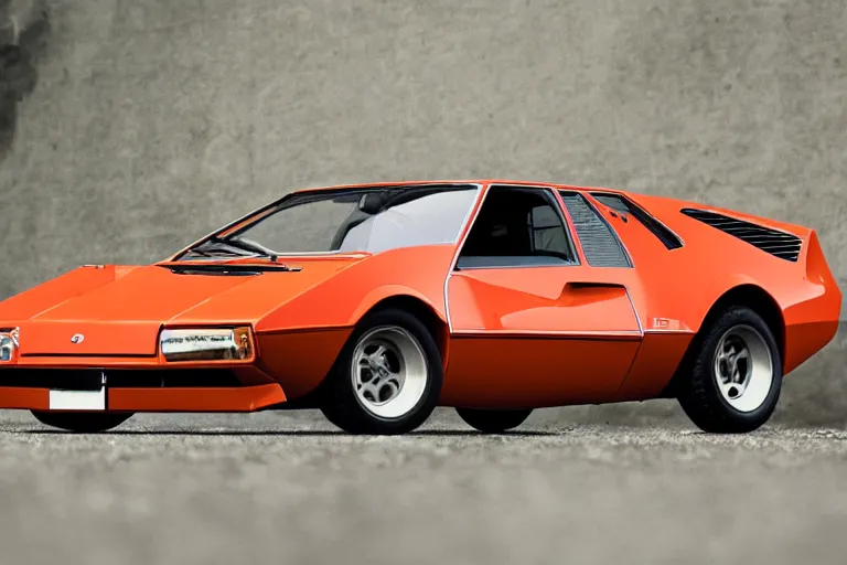 Prompt: designed by Giorgetto Giugiaro of a single 1972 Citroen AMC AMX/3 BMW M1, cinematic Eastman 5384 film