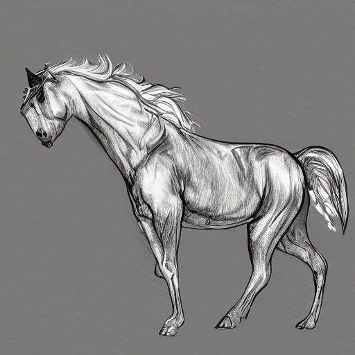 Image similar to a mutant horse,digital sketch