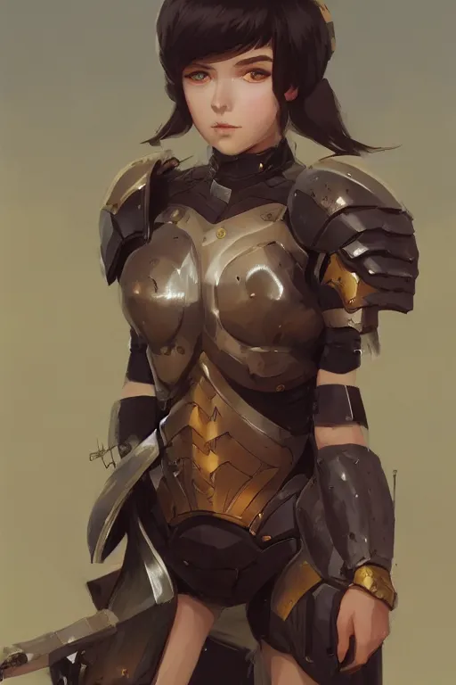 Image similar to Gorgeous armor legionnaire girl by ilya kuvshinov, krenz cushart, Greg Rutkowski, trending on artstation