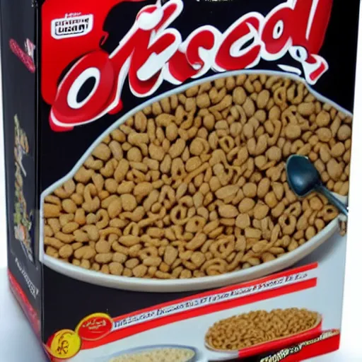 Image similar to a perfectly normal box of cereal in real life, highly detailed, high definition, ultra realistic