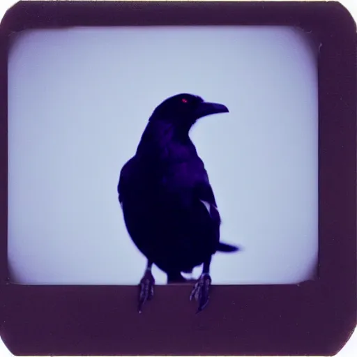 Prompt: magpie, beautiful polaroid photo, pinhole, color