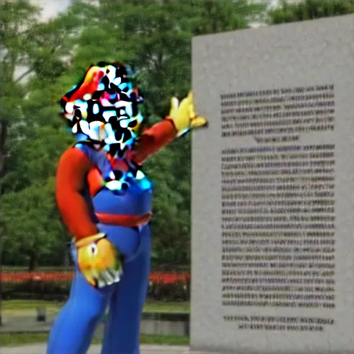 Prompt: mario dabbing, vietnam memorial