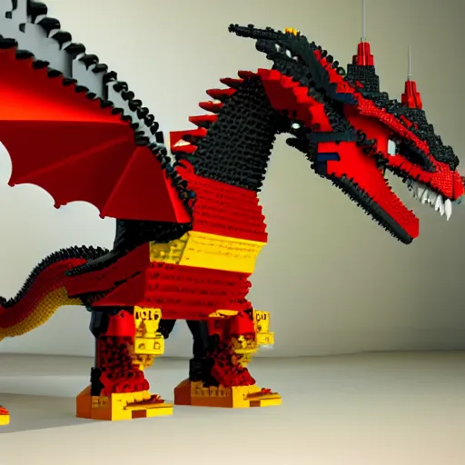 Prompt: A Dragon Made Out Of Legos, 8k, HD