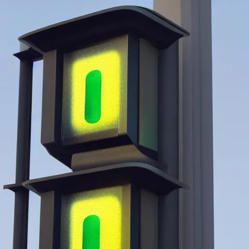 Image similar to a close up of a traffic light on a gray background, a computer rendering by senior environment artist, featured on polycount, cubo - futurism, 8 k 3 d, hard surface modeling, sketchfab