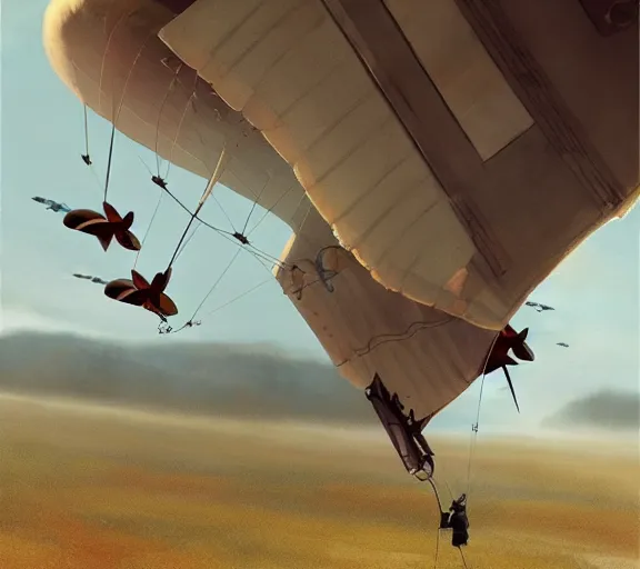 Prompt: five parachutists go to the plane, portrait, close view, painting by craig mullins, octane rendering, soft morning lighting, wide angle lens, in the style of hayao miyazaki, trending on artstation,