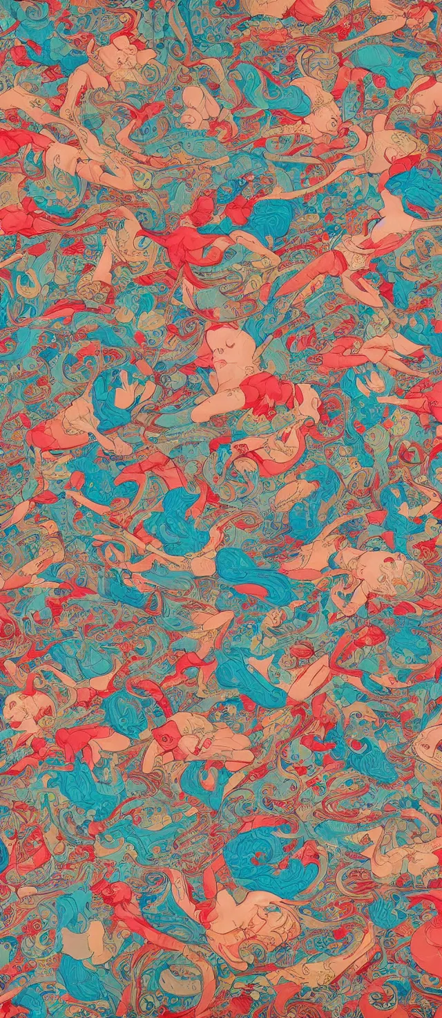 Prompt: by james jean, high quality masterpiece painted, detailed patterned background, 4 k, trending on artstation, octane render,