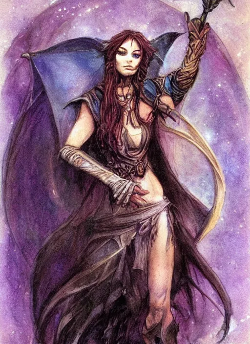 Image similar to portrait of young female sorceress of the endtimes, beautiful! coherent! dungeons and dragons character, by brian froud, strong line, night color, high contrast