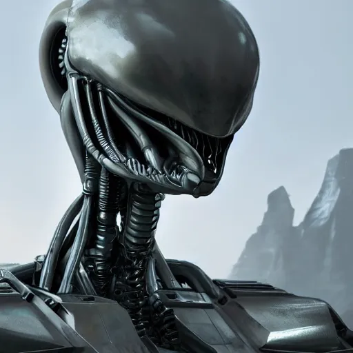 Image similar to concept art of alien robots, rendered, unreal engine 6, highly detailed, 4 k
