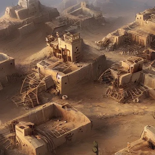 Image similar to a desert village, artstation, cgsociety