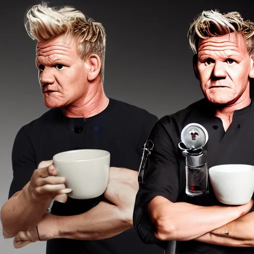 Image similar to Gordon Ramsay as a cyborg