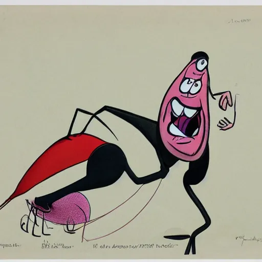 Image similar to caricature of a fat blood thirsty mosquito by gerald scarfe