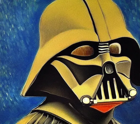 Prompt: beautiful oil painting of Darth Vader by Vincent van Gogh; extraordinary masterpiece!!!!; realistic-lighting