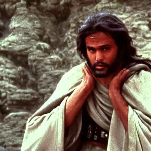 Image similar to a film still of abel ( from the bible ) in star wars 1 9 7 7, realistic, photorealistic