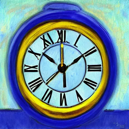 Prompt: impressionist art piece titled “ clock and junky ”